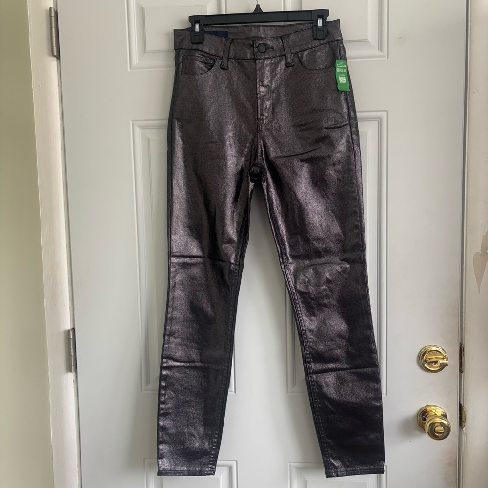 NWT Gap Metallic Black/Silver Denim High Rise Skinny Leggings, Size 4/27R